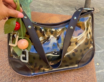 Vintage Dolce Gabbana Leopardentasche 1990er Jahre, D&G Designer Handtasche. Baguette Tasche. Luxus tasche