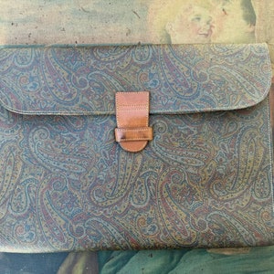 Vintage canvas Document Folder, messenger bag. Paisley handbag  for women, work bag.