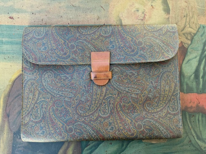 Vintage Umhängetasche/Dokumentenmappe. Paisley Handtasche für Frauen, Arbeitstasche. Bild 1