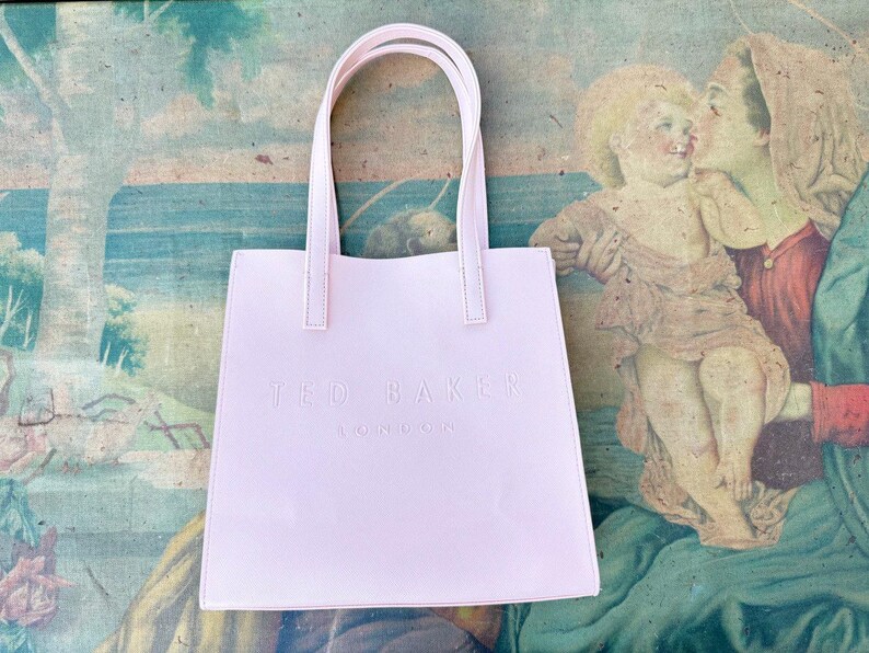 Ted Baker dusty pink tote bag.Sac Soocon shopper bag 2000s ITALIAN VINTAGE. image 5