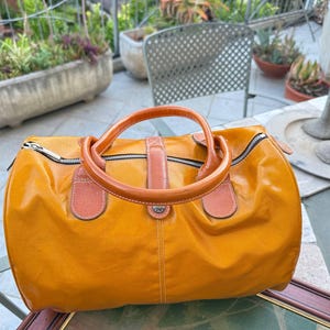 Texier Paris orange canvas duffel bag 2000s ITALIAN VINTAGE. image 8