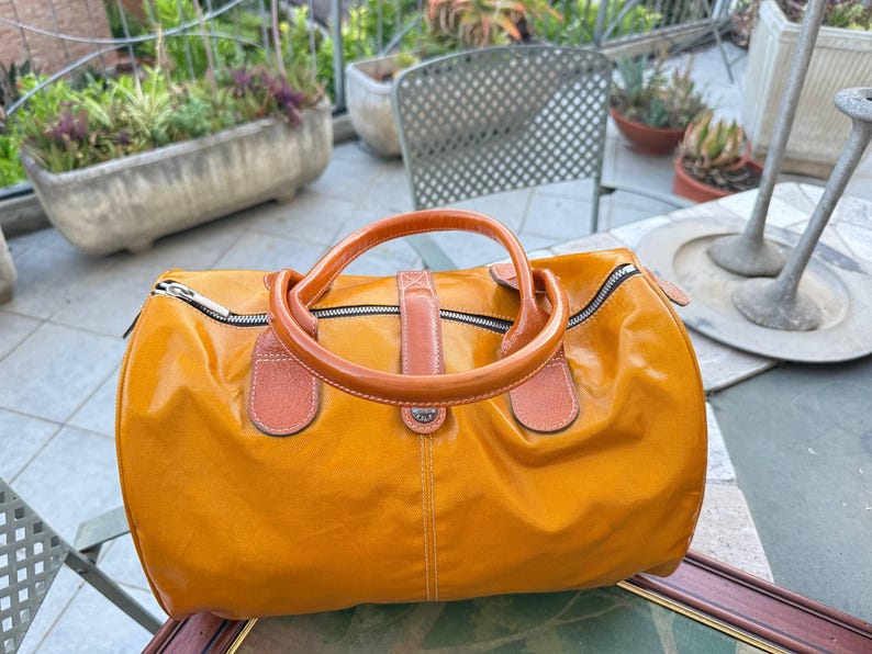 Texier Paris orange canvas duffel bag 2000s ITALIAN VINTAGE. image 8