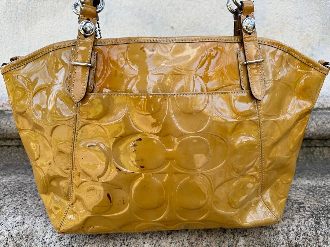 Vintage Signature Coach Bag With Number. Mustard Yellow Vintage Signature Coach Bag With Number. Mustard Yellow