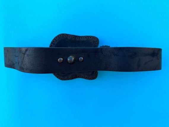 Diesel Black Studded Leather Belt y2k originally bought in Italy. Diesel Vintage Y2k leather double buckle belt punk  main image 3