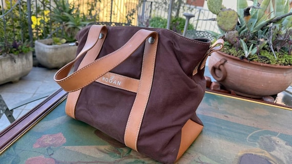 【HOGAN】 トートバッグ Vintage Hogan Hobo Bag. Brown Canvas Tote Bag 2000s