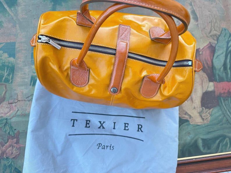 Texier Paris orange canvas duffel bag 2000s ITALIAN VINTAGE. image 5