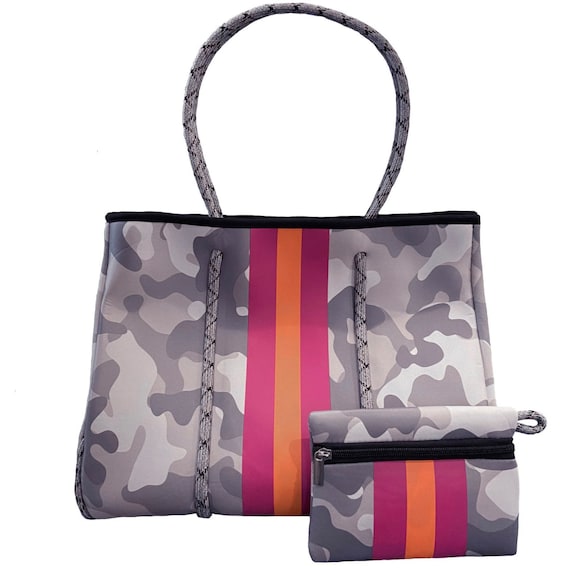 White Camo Neoprene Tote Etsy UK