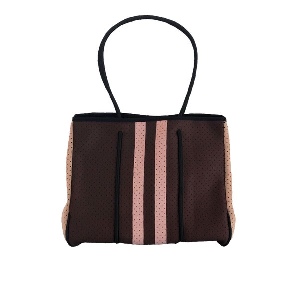 Striped neoprene tote bag hotsell