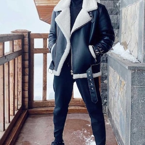 Leather jacket men, fur jacket men