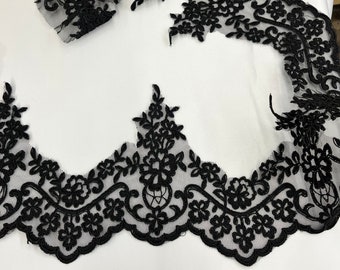 Corded Lace Trimming Embroidered on 100% Polyester Net Mesh | Lace USA