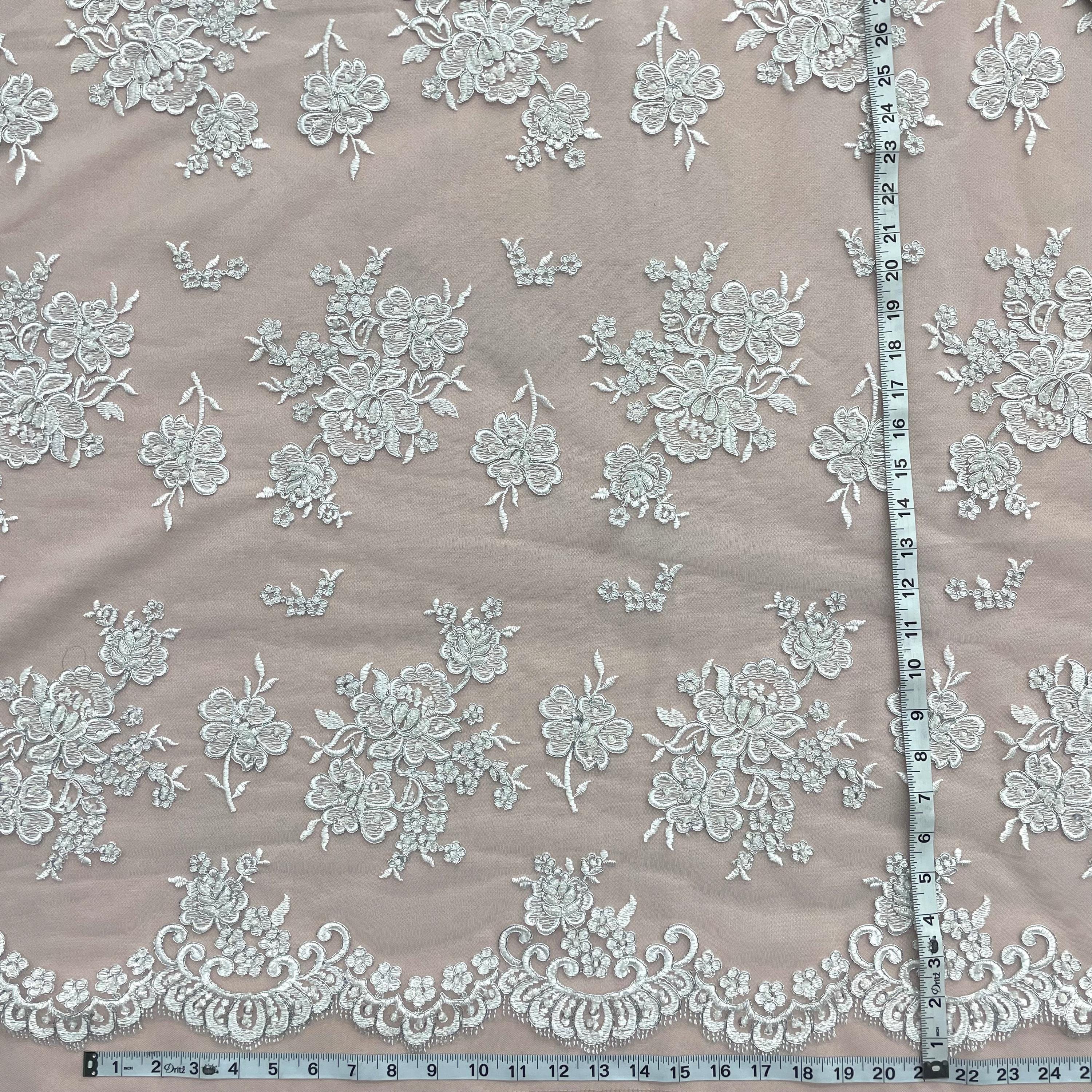 Beaded Lace Fabric Embroidered on 100% Polyester Net Mesh | Lace USA - Etsy