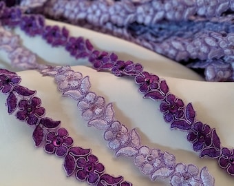 Beaded & Corded Lace Trimming Embroidered on 100% Polyester Organza | Lace USA - 96740N-BP