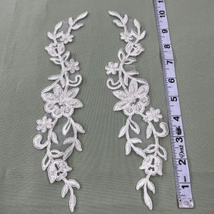 Beaded & Corded Lace Applique Embroidered on 100% Polyester Organza | Lace USA - 95964N-BP