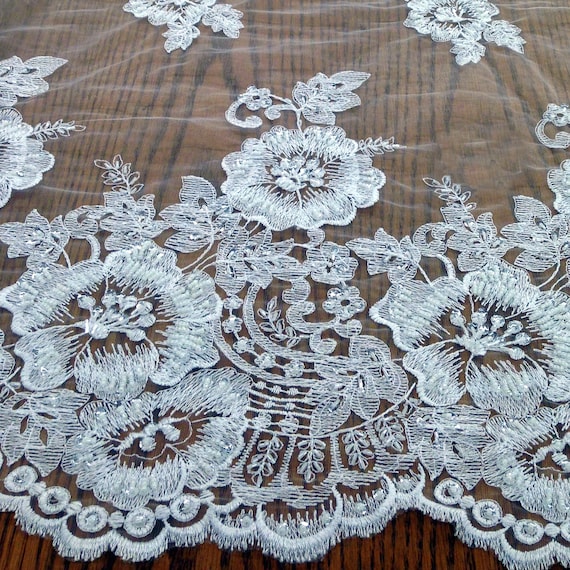 Beaded & Corded Lace Fabric Embroidered on 100% Polyester Net Mesh | Lace  USA