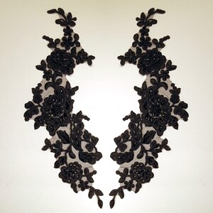 Beaded & Corded Floral Lace Applique Embroidered on 100% Polyester Net Mesh | Lace USA - 96438W-BP