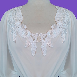Beaded Lace Applique – Embroidered Satin Patch for Wedding Dresses, Baptism Gowns | Lace USA - 89919S-BP