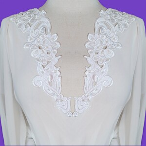 Handmade Beaded Lace Applique on Satin for Bridal & Baptism | Lace USA - 89917S-BP