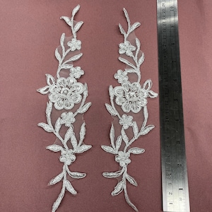 Beaded & Corded Lace Applique Embroidered on 100% Polyester Organza | Lace USA - 95962N-BP