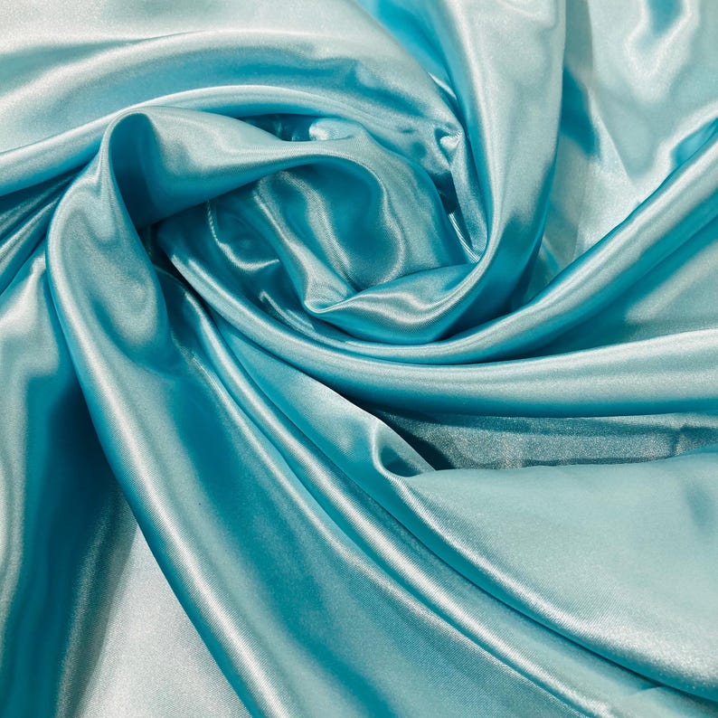 Charmeuse Satin Lining Fabric – 60" Wide, Medium Weight, 100% Polyester for Bridal, Evening, Dance & Costume Projects| Lace USA - Charmeuse Aqua Blue