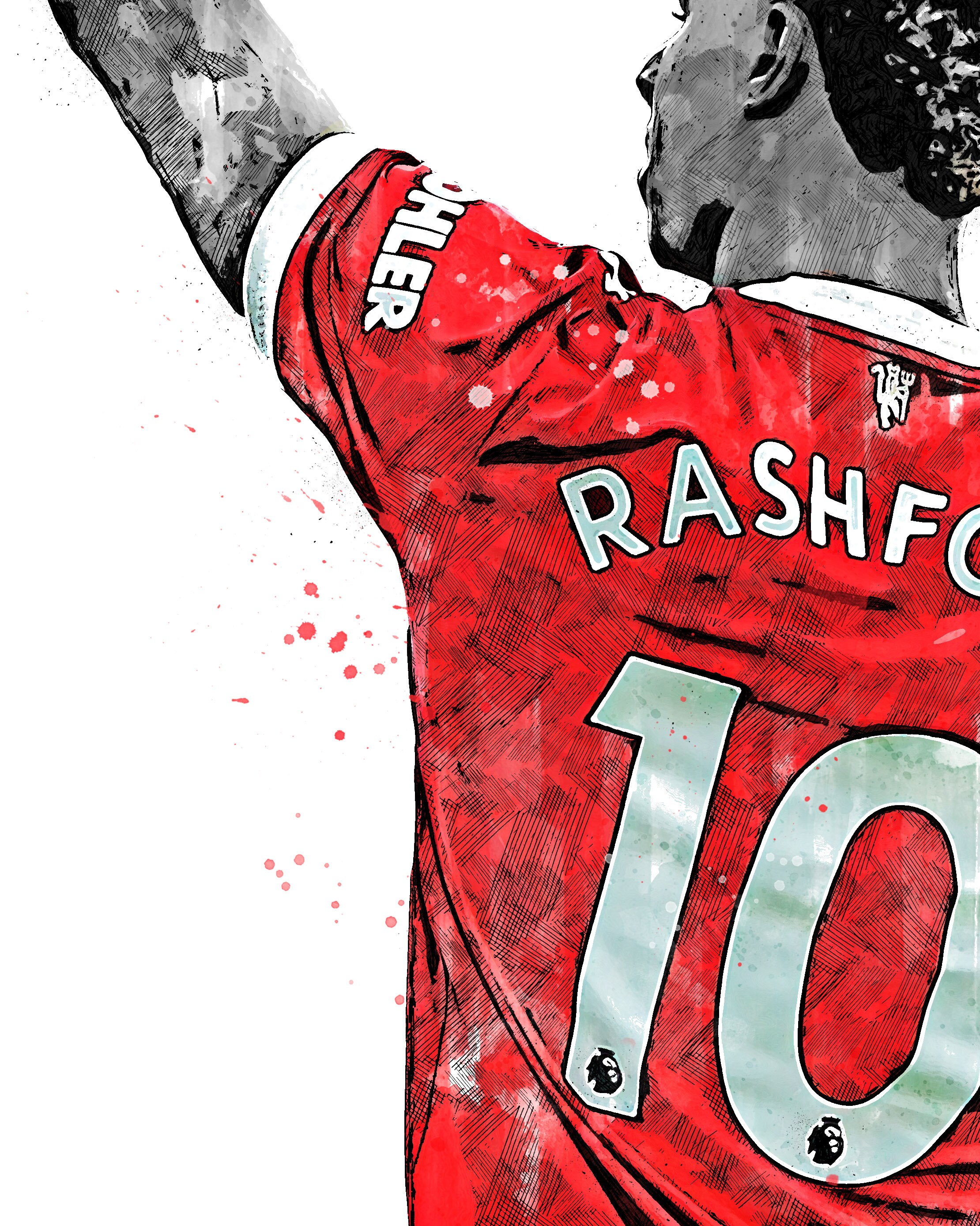 Marcus Rashford Drawring Easy Rashford Print Marcus Rashford Poster Manchester United Art Print, Wall ...