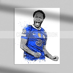 Impresión de Raheem Sterling Cartel de Raheem Sterling Impresión de arte Chelsea, arte de pared, decoración del hogar