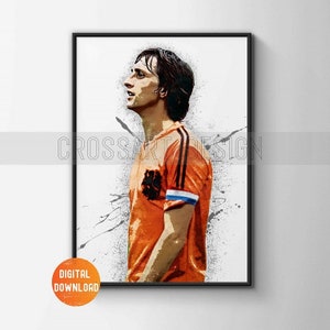 Johan Cruyff Poster, Wall Art Printable, Football, Digital Download, Kids Decor, Man Cave, Gift, Sports Art