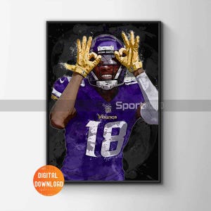 Justin Jefferson Poster, Jefferson Wall Art Printable, Football, Minnesota Vikings, Digital Download, Kids Decor, Man Cave, Gift, Sports Art