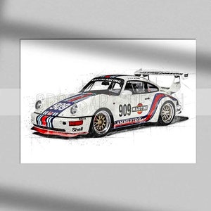 Porsche 911 Martini RSR Turbo Print - Wall Art poster decor gift