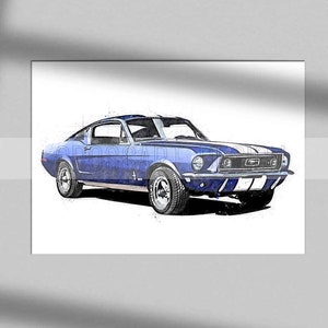 Ford Mustang print Ford Mustang poster art print, wall art, home decor