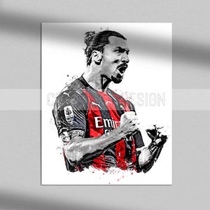 Zlatan Ibrahimović print Ibrahimovic poster AC Milan art print wall art home decor