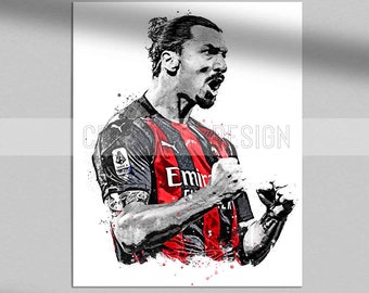 Zlatan Ibrahimović print Ibrahimovic poster AC Milan art print wall art home decor