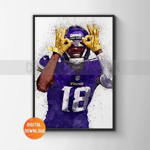 Justin Jefferson Poster, Wall Art Printable, Football, Minnesota Vikings, Digital Download, Kids Decor, Man Cave, Gift, Sports Art