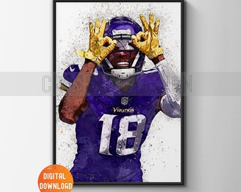 Justin Jefferson Poster, Wall Art Printable, Football, Minnesota Vikings, Digital Download, Kids Decor, Man Cave, Gift, Sports Art
