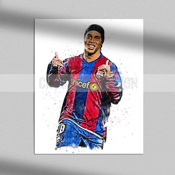 Impression de Ronaldinho Affiche de Ronaldinho Impression d'art de Barcelone, art mural, décor à la maison