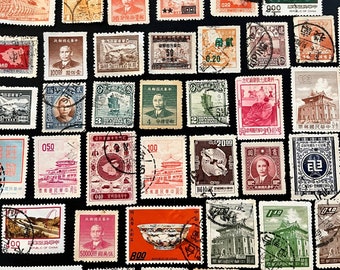 50 Stamp CHINA Fun Pack // Lot of 50 Different Chinese Stamps // Vintage Stamps // Philately // Scrapbooking, Art Project