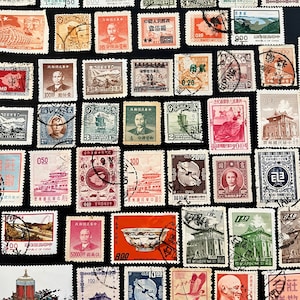 Paquete de 50 sellos de CHINA // Lote de 50 sellos chinos usados diferentes // Sellos antiguos // Filatelia // Scrapbooking, Proyecto de arte