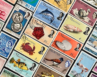 20 Stamp MAURITIUS Fun Pack // Lot of 20 Different Mauritian Stamps // Vintage Stamps // Art Project // Scrapbooking