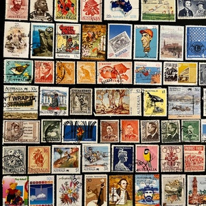 100 Stamp AUSTRALIA Fun Pack // Lot of 100 Different Used Australian Stamps // Vintage Stamps // Philately // Scrapbooking, Art Project