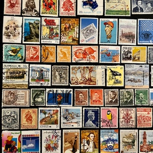 100 Stamp AUSTRALIA Fun Pack // Lot of 100 Different Australian Stamps // Vintage Stamps // Philately // Scrapbooking, Art Project