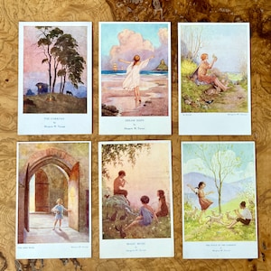 Heleboel zes (6) ongebruikte vintage ansichtkaarten door Margaret W. Tarrant/ansichtkaartuitwisseling/journaling/kunstproject/kwekerij/babyshower