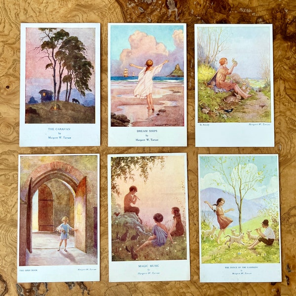 Lot of Six (6) UNUSED Vintage Postcards by Margaret W. Tarrant / Postcard Exchange / Journaling / Art Project / Nursery / Baby Shower