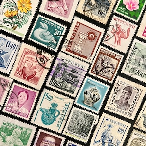20 Stamp SOUTH KOREA Fun Pack / Lot of 20 Different Used South Korean Stamps / Vintage Stamps / Philately / Scrapbooking / Art Project