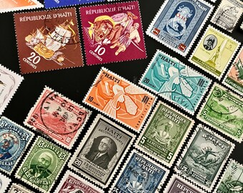 20 Stamp HAITI Fun Pack // Lot of 20 Different Used Haitian Stamps // Vintage Stamps // Art Project // Scrapbooking