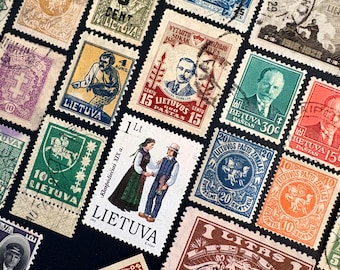 Lithuania Stamp Fun Pack: 20 Different Used Random Lithuanian Vintage Stamps