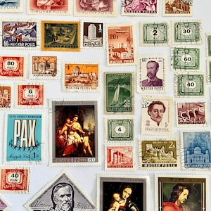 50 Stamp HUNGARY Fun Pack / Lot of 50 Different Used Hungarian Stamps // Vintage Stamps // Philately // Scrapbooking, Art Project