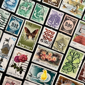 50 Stamp ISRAEL Fun Pack // Lot of 50 Different Used ISRAELI Stamps // Vintage Stamps // Philately // Scrapbooking, Art Project