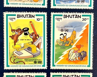 ブータンの1984年ウォルト・ディズニー・コミュニケーション史切手6枚