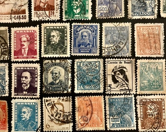 BRAZIL Stamp Fun Pack: 50 Different Random Used BRAZILIAN Vintage Stamps