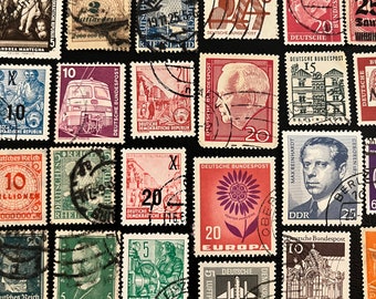 50 Stamp GERMANY Fun Pack // Lot of 50 Different Used GERMAN Stamps // Vintage Stamps // Philately // Scrapbooking, Art Project
