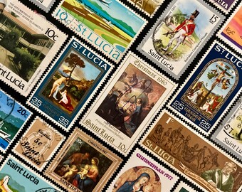 20 Stamp SAINT LUCIA Fun Pack // Lot of 20 Different Used Saint Lucian Stamps // Vintage Stamps // Art Project // Scrapbooking